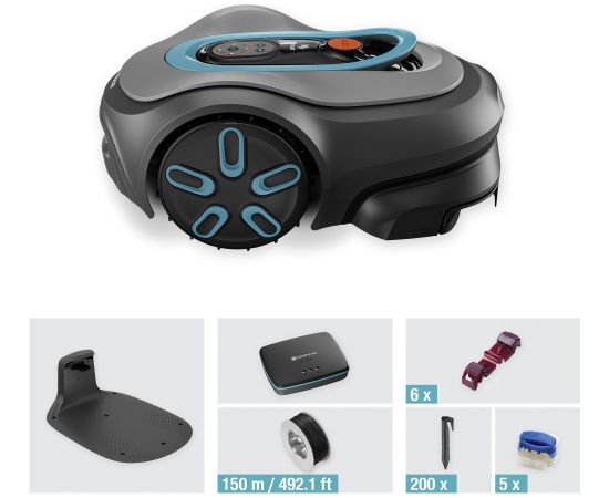 Gardena robotic lawnmower smart SILENO pro 600m2 (grey/turquoise, Li-ion battery, LONA technology)