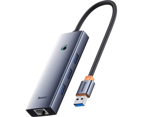 Hub Baseus UltraJoy Series Lite 4-Port (USB to USB 3.0*3+RJ45*1+USB-C 5V) (gray)