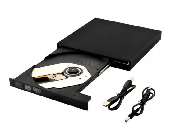 HQ RW3 Slim Ārējais USB 2.0 CD / DVD Rom Disku Lasītājs ar USB Kabeļa Barošanu Melns