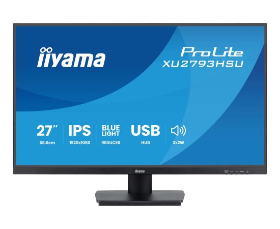 Iiyama ProLite XU2793HSU-B7 - 27 - black (matt), FullHD, IPS, USB hub, HDMI, DP, 100Hz panel