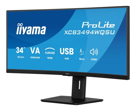 Iiyama ProLite XCB3494WQSU-B1 - 34 - black (matt), WQHD, VA, curved, AMD FreeSync Premium, 120Hz panel