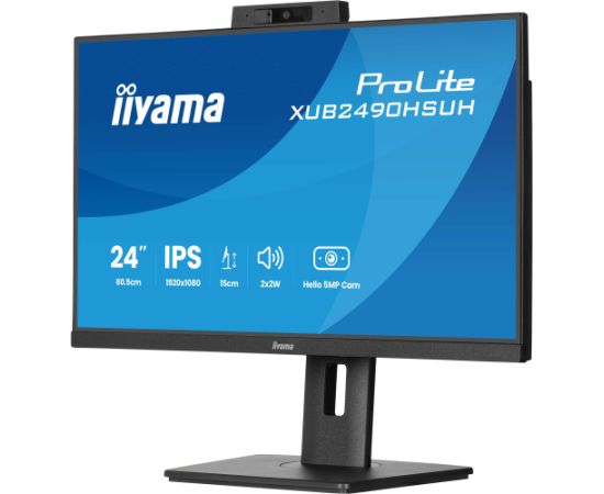 Iiyama ProLite XUB2490HSUH-B2 - 24 - black (matt), FullHD, IPS, webcam, microphone, USB hub, 100Hz panel
