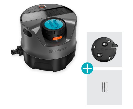 Gardena AquaPrecise above-ground irrigation system (grey/turquoise, with mounting plate and hose connection)
