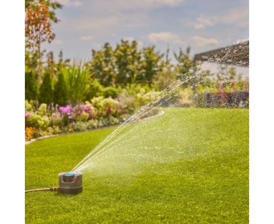 Gardena AquaPrecise above-ground irrigation system (grey/turquoise, with mounting plate and hose connection)