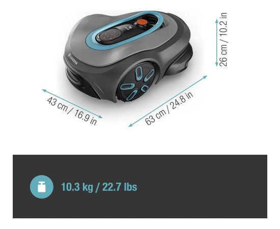 Gardena robotic lawnmower smart SILENO max 1,500m? (grey/turquoise, Li-ion battery, LONA technology)