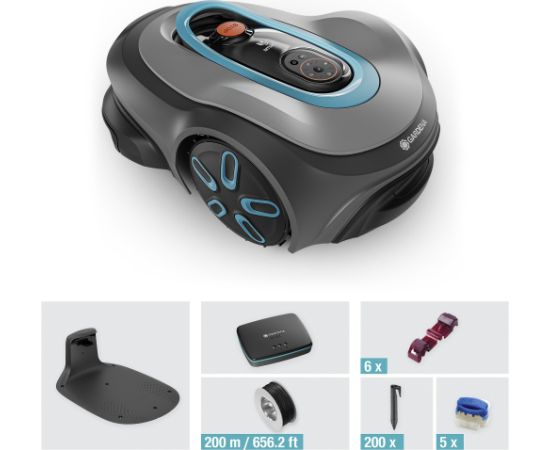 Gardena robotic lawnmower smart SILENO max 1,200m? (grey/turquoise, Li-ion battery, LONA technology)