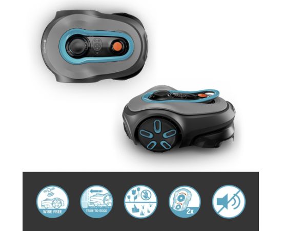 Gardena robotic lawnmower smart SILENO free 800m? set (grey/turquoise, Li-ion battery, with smart gateway, LONA technology)