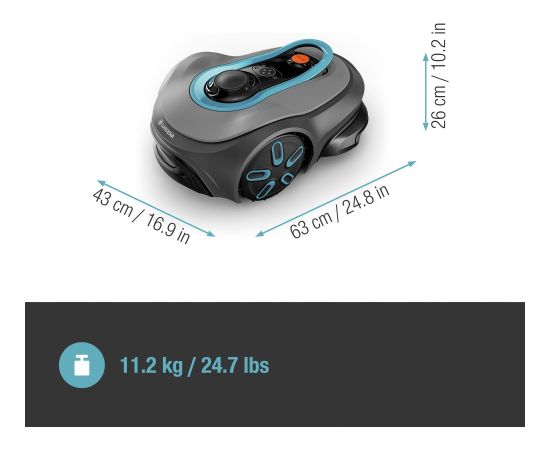 Gardena robotic lawnmower smart SILENO free 800m? set (grey/turquoise, Li-ion battery, with smart gateway, LONA technology)
