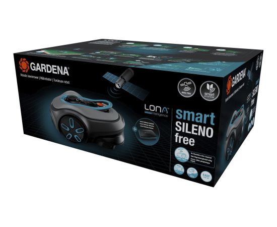 Gardena robotic lawnmower smart SILENO free 800m? set (grey/turquoise, Li-ion battery, with smart gateway, LONA technology)
