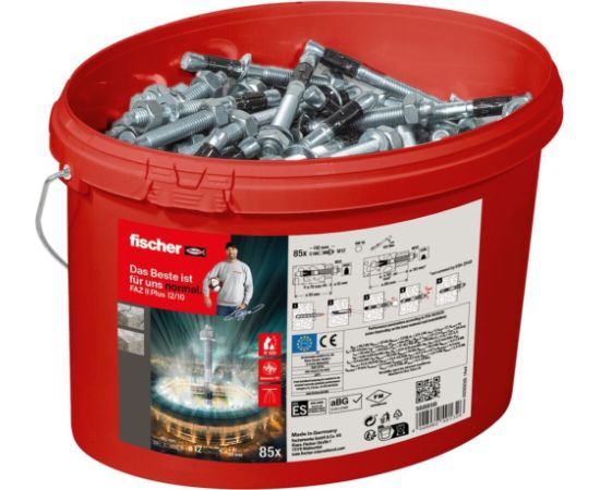Fischer bolt anchor FAZ II Plus 12/10 in a bucket (silver, 85 pieces, galvanized)