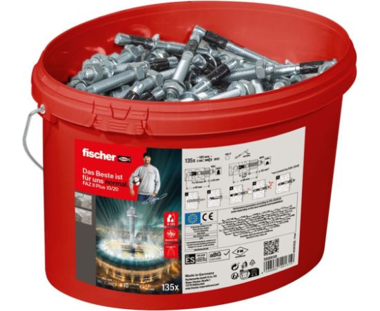 Fischer bolt anchor FAZ II Plus 10/20 in a bucket (silver, 135 pieces, galvanized)