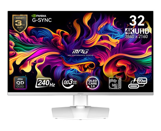 MSI MPG 321URXWDE QD-OLED - 31.5 - white, UltraHD/4K, QD-OLED, Adaptive-Sync, USB-C, 240Hz panel