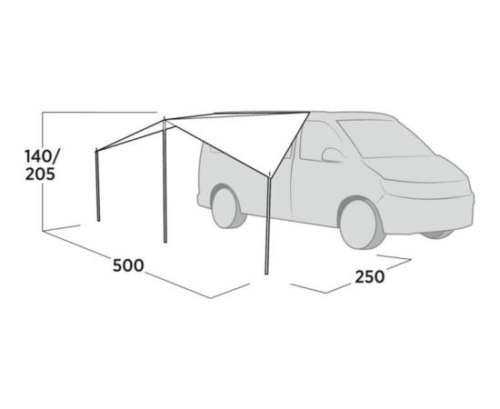 Easy Camp furgona nojume — Lom Tri Canopy (pelēka, 2025. gada modelis)