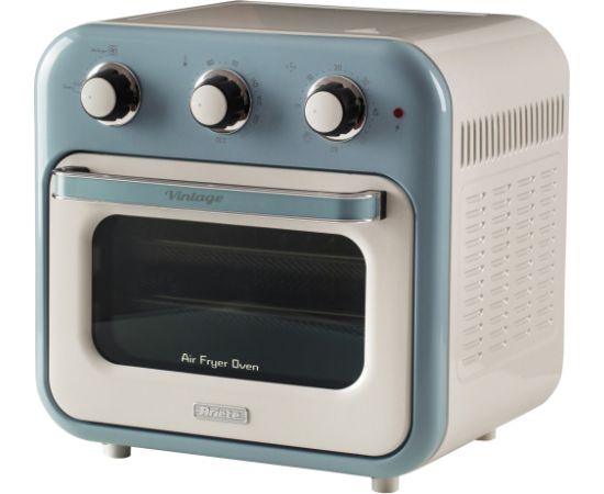 Ariete 3-in-1 Vintage Blue Air Fryer and Mini Oven (white/light blue, 1,350 watts, 16-liter cooking space, with viewing window)