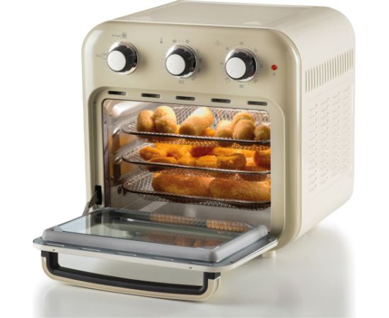 Ariete 3-in-1 Air Fryer and Mini Oven Vintage Beige (white/beige, 1,350 watts, 16-liter cooking space, with viewing window)