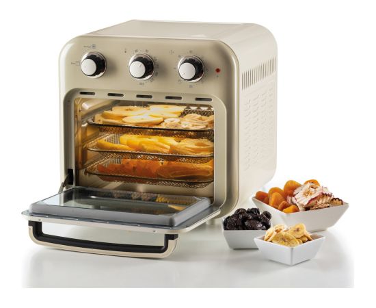 Ariete 3-in-1 Air Fryer and Mini Oven Vintage Beige (white/beige, 1,350 watts, 16-liter cooking space, with viewing window)