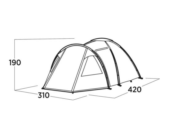 Easy Camp Kinn 5 (2025. gada modelis, olīvzaļš, ar tuneļa paplašinājumu)