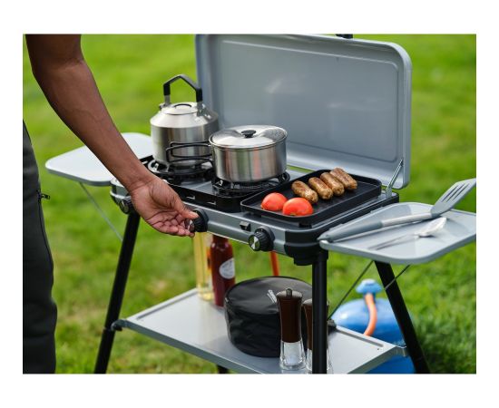 Campingaz Camping Kitchen 2 Multi Cook Plus (grey, 2 hobs 2x 1.8 kW + grill plate 0.9 kW, model 2025)
