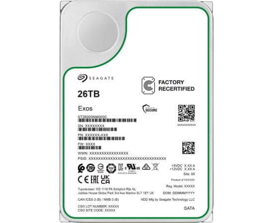 Seagate Exos 26 TB Refurbished, Hard Drive (SATA 6 Gb/s, 3.5")