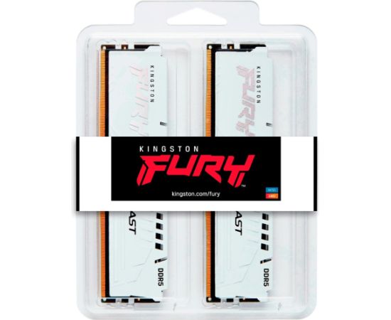 Kingston FURY DDR5 - 32GB - 6400 - CL - 32 (2x 16 GB) Dual Kit, memory (white, KF564C32BWEK2-32, FURY Beast, INTEL XMP, AMD EXPO)