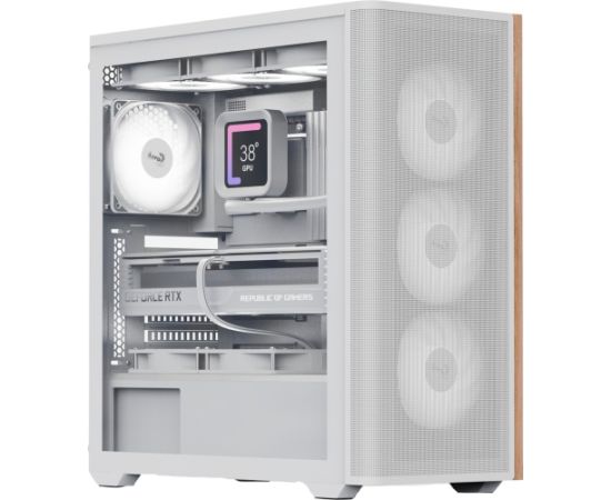 Aerocool D501A-G-WT-v2, tower case (white/wood)