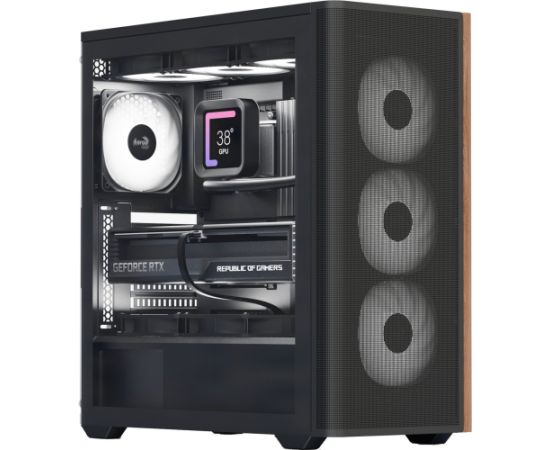 Aerocool D501A-G-BK-v2, tower case (black/wood)