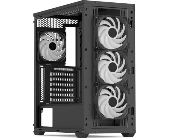 Aerocool D501A-G-BK-v2, tower case (black/wood)