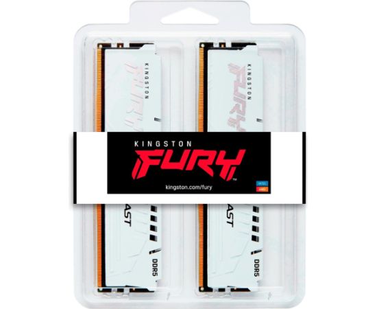 Kingston FURY DDR5 - 64GB - 6400 - CL - 32 (2x 32 GB) dual kit, RAM (white, KF564C32BWK2-64, FURY Beast, INTEL XMP)