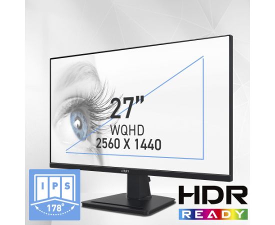 MSI PRO MP275QDE, LED monitor - 27 - black, WQHD, IPS, Adaptive-Sync, HDR, 100Hz panel