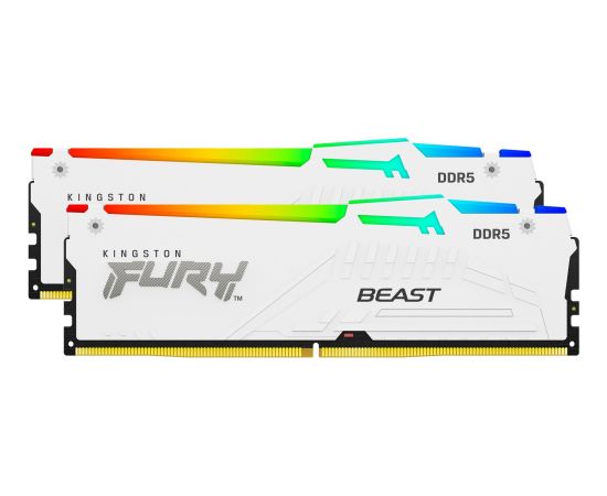 Kingston FURY DDR5 - 64GB -6000 - CL - 30 (2x 32 GB) dual kit, memory (white, KF560C30BWAK2-64, FURY Beast RGB, INTEL XMP)