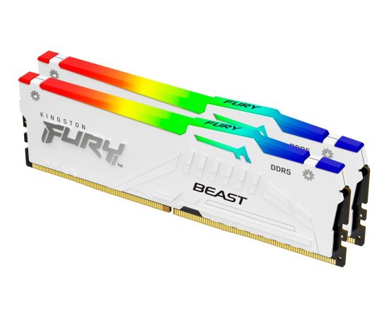 Kingston FURY DDR5 - 64GB -6000 - CL - 30 (2x 32 GB) dual kit, memory (white, KF560C30BWAK2-64, FURY Beast RGB, INTEL XMP)