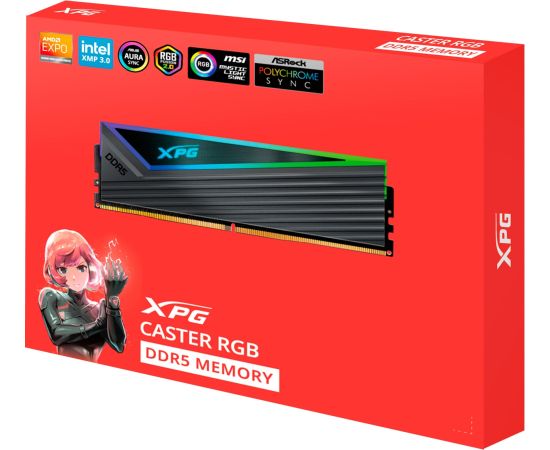 ADATA DDR5 - 32GB - 6400 - CL - 32 (2x 16 GB) dual kit, memory (grey, AX5U6400C3216G-DCCARGY, XPG Caster RGB, INTEL XMP)
