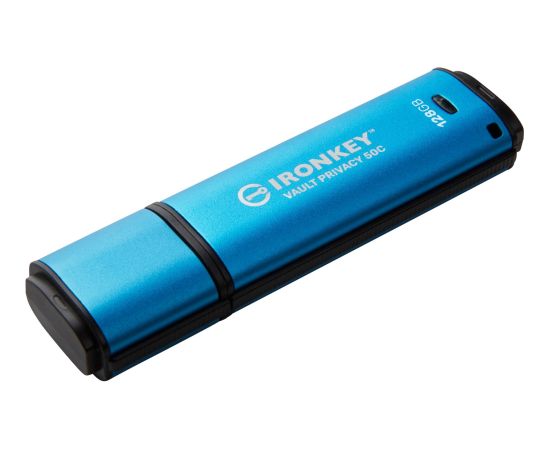 Kingston IronKey Vault Privacy 50 128 GB, USB stick (light blue/black, USB-C 3.2 Gen 1)