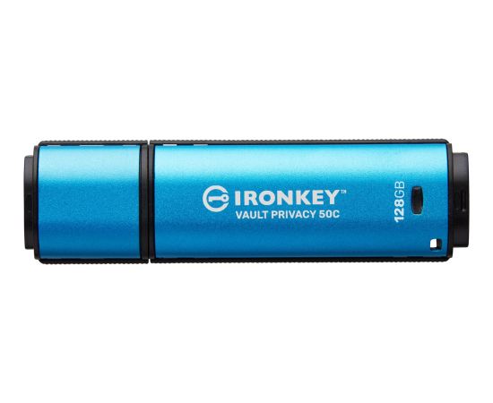 Kingston IronKey Vault Privacy 50 128 GB, USB stick (light blue/black, USB-C 3.2 Gen 1)