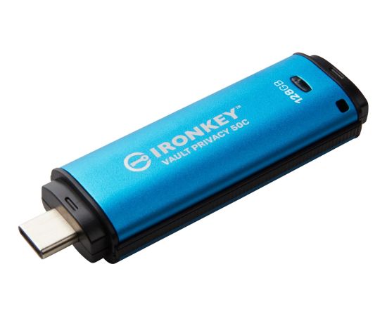 Kingston IronKey Vault Privacy 50 128 GB, USB stick (light blue/black, USB-C 3.2 Gen 1)