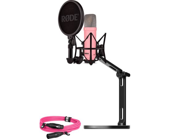 Rode Microphones NT1 Signature +XLR cable+Desktop Studio Arm, microphone (pink, bundle)