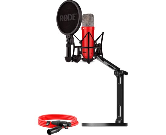 Rode Microphones NT1 Signature +XLR cable+Desktop Studio Arm, microphone (red, bundle)
