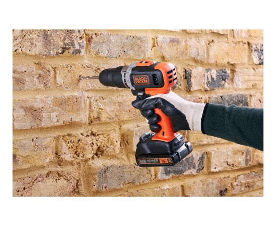 Black&decker BLACK+DECKER cordless impact drill BCKSB02, 18Volt (orange/black, Li-ion battery 1.5Ah, storage box, 62-piece accessory set)