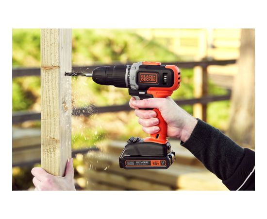 Black&decker BLACK+DECKER cordless impact drill BCKSB02, 18Volt (orange/black, Li-ion battery 1.5Ah, storage box, 62-piece accessory set)