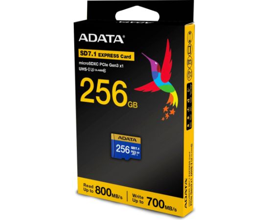 ADATA Premier Extreme microSDXC 256 GB, memory card (blue/yellow, SD Express, UHS-I U3, Class 10, V30)