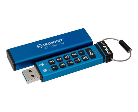 Kingston IronKey Keypad 200 256 GB USB stick (blue, USB-A 3.2 Gen 1)