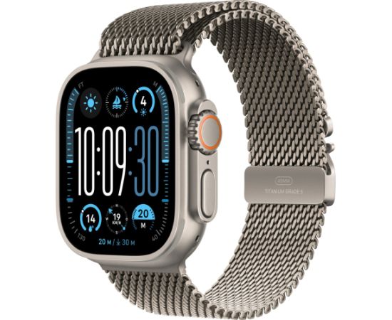 Apple Watch Ultra 2, Smartwatch (grey, 49 mm, Milanese strap titanium natural, titanium case, cellular)