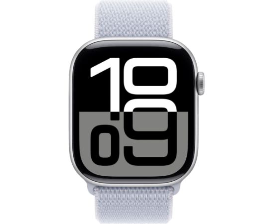 Apple Watch Series 10, Smartwatch (silver, aluminum, 46 mm, Sport Loop blue cloud)