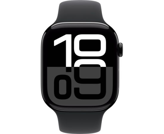 Apple Watch Series 10, Smartwatch (black (glossy), aluminum, 46 mm, black sport band S/M)