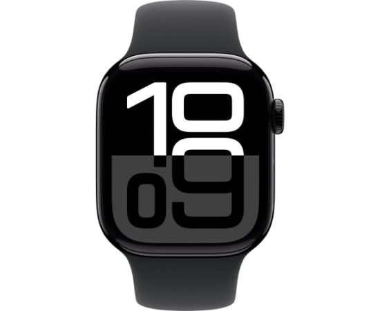 Apple Watch Series 10, Smartwatch (black (glossy), aluminum, 42 mm, black sport band M/L, cellular)