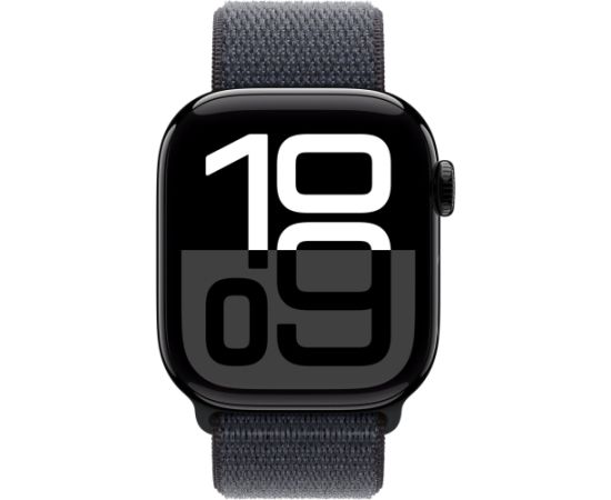 Apple Watch Series 10, Smartwatch (black (glossy), aluminum, 42 mm, Sport Loop ink)
