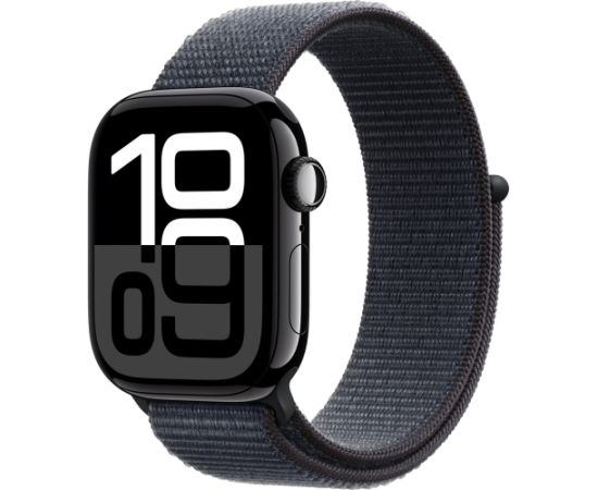 Apple Watch Series 10, Smartwatch (black (glossy), aluminum, 42 mm, Sport Loop ink)