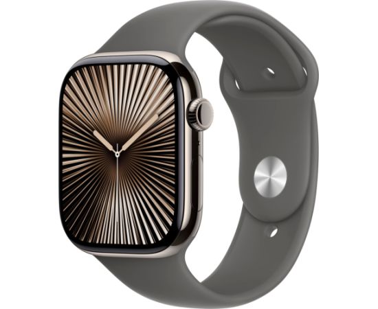 Apple Watch Series 10, Smartwatch (slate, titanium case, 46 mm, stone grey sport band M/L, cellular)