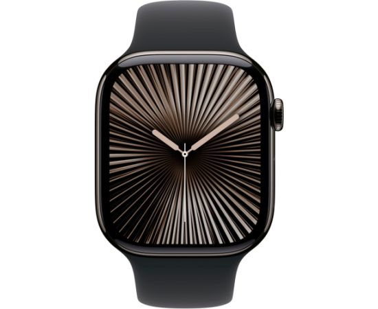 Apple Watch Series 10, Smartwatch (slate, titanium case, 46 mm, black sport band S/M, cellular)