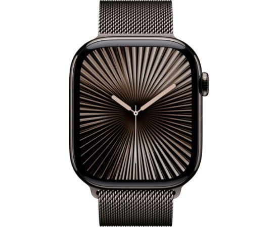 Apple Watch Series 10, Smartwatch (slate, titanium case, 46 mm, Milanese strap slate S/M, cellular)